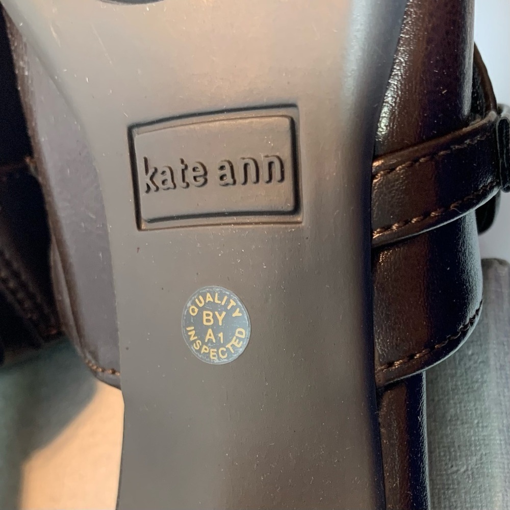 🎒 BTS SALE 📚 Kate Ann Emily Brown Block Heel Mule Shoes Square Toe Women’s 6.5 N - Picture 9 of 11